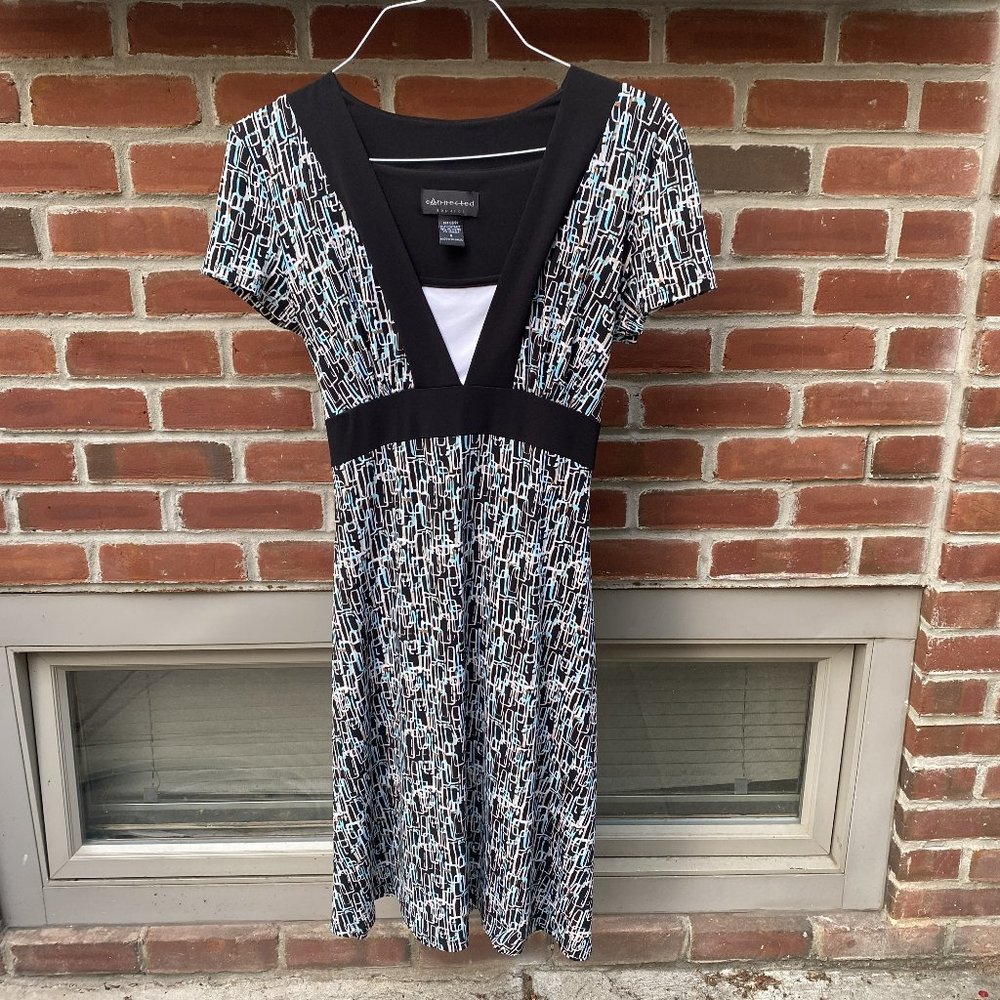 Connected Apparel Dress, Size 8, Multi-colored trimmed in black